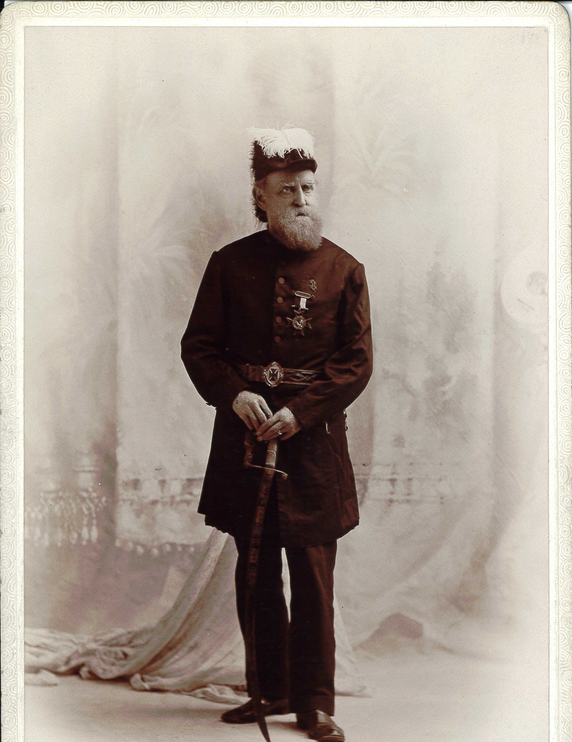 John Day Caldwell in Knights Templar regalia. University of Cincinnati Archives & Rare Books Library, John Day Caldwell Papers, UA-81-22, Box 2 Folder 39.